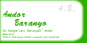 andor baranyo business card